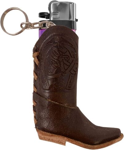 Needzo Western Keychain, Genuine Leather Dark Brown Boot Keyring Lighter Holder, Party Mini Cowboy Boots, Souvenir, For Men, Women, 3 Inches in Saudi Arabia