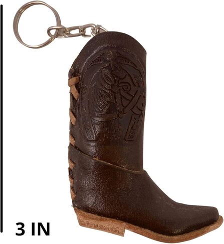 Needzo Western Keychain, Genuine Leather Dark Brown Boot Keyring Lighter Holder, Party Mini Cowboy Boots, Souvenir, For Men, Women, 3 Inches in Saudi Arabia