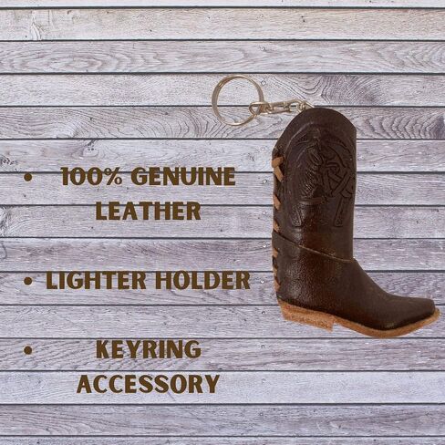 Needzo Western Keychain, Genuine Leather Dark Brown Boot Keyring Lighter Holder, Party Mini Cowboy Boots, Souvenir, For Men, Women, 3 Inches in Saudi Arabia