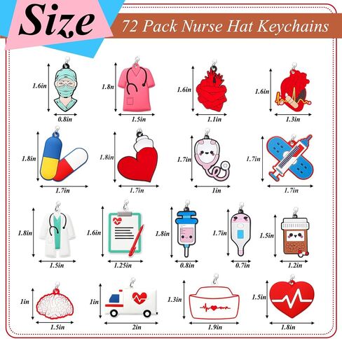 Henoyso 72 Pack 36 Pack Nurse Party Favors Nurses Week Gift Nurse Week Day Christmas Nurse Gifts RN Nurse Keychains for Women (Elegant Style) in Saudi Arabia