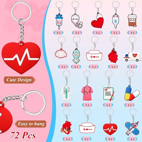 Henoyso 72 Pack 36 Pack Nurse Party Favors Nurses Week Gift Nurse Week Day Christmas Nurse Gifts RN Nurse Keychains for Women (Elegant Style) in Saudi Arabia