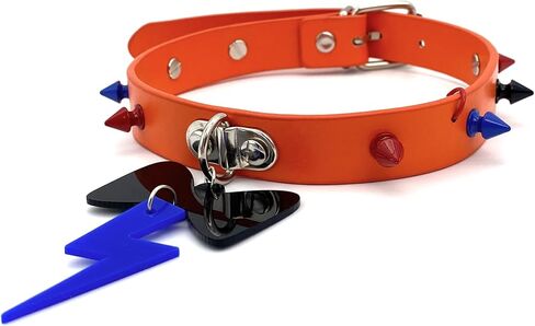 EverGlimp Five Night Freddy Collar Choker Necklace, With Bow And Thunder Accents|Spiked Choker|Inspired by Gaming Scary Monster Characters|Perfect for Punk Rock PU Leather Jewelry in Kuwait