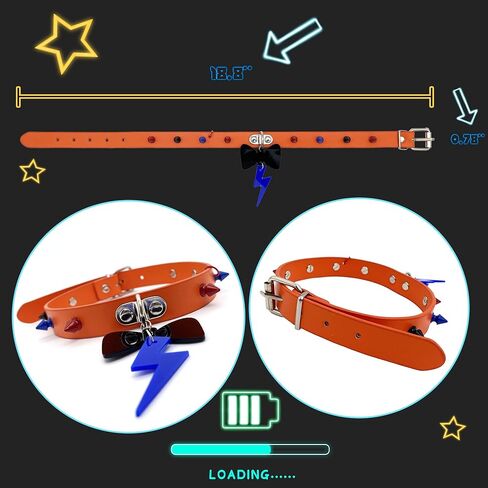 EverGlimp Five Night Freddy Collar Choker Necklace, With Bow And Thunder Accents|Spiked Choker|Inspired by Gaming Scary Monster Characters|Perfect for Punk Rock PU Leather Jewelry in Kuwait