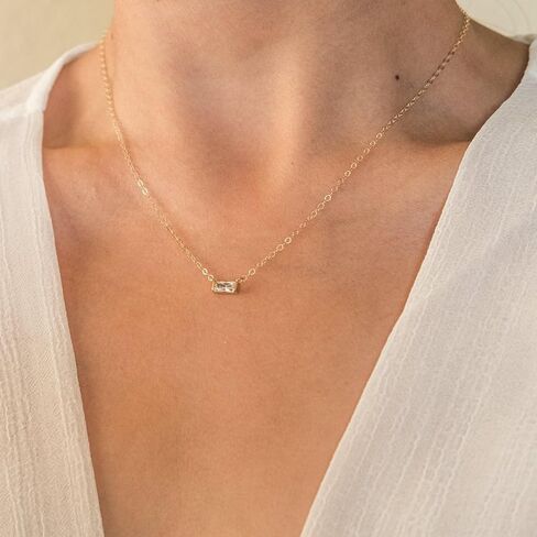 Birthstone Necklace for Women,Dainty Gold Necklace 14K Gold Plated CZ Pendant Necklace Cute Non Tarnish Gold Birthstone Necklace Simple Diamond Choker Necklaces for Women Trendy Gold Jewelry in Saudi Arabia