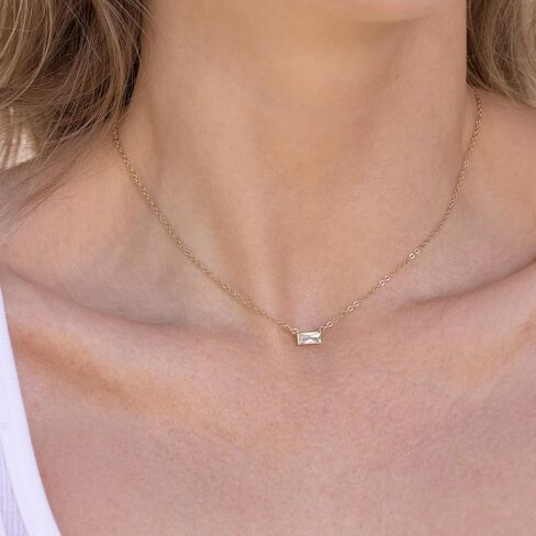 Birthstone Necklace for Women,Dainty Gold Necklace 14K Gold Plated CZ Pendant Necklace Cute Non Tarnish Gold Birthstone Necklace Simple Diamond Choker Necklaces for Women Trendy Gold Jewelry in Saudi Arabia