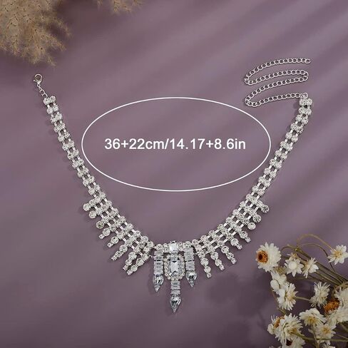 Xerling Shiny Crystal Pendant Wedding Choker Necklaces for Women Silver Layered Rhinestones Statement Bridal Necklaces Elegant Zircon Necklaces for Girls Party in Saudi Arabia