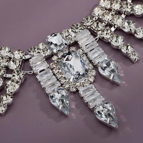 Xerling Shiny Crystal Pendant Wedding Choker Necklaces for Women Silver Layered Rhinestones Statement Bridal Necklaces Elegant Zircon Necklaces for Girls Party in Saudi Arabia