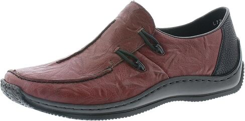 Rieker L1751 Celia Leather Slip-On Women’s Shoes - Comfortable High-Coverage Loafers with Elegant Stitch Detailing, Anti-Stress and Flexible Everyday Support in Saudi Arabia