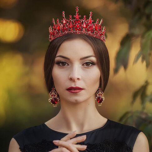 تاج الملكة من AW BRIDAL للنساء، تاج زفاف كريستالي للعروس - عصابة رأس على شكل تاج قوطي لأغطية رأس حفلات Quinceanera in Kuwait