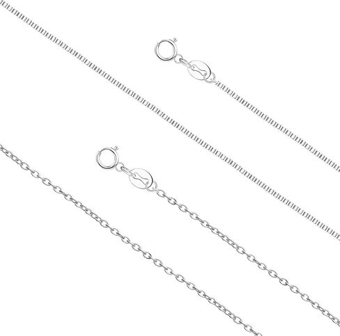 THUNARAZ Dainty Silver Chain Necklace for Women Men Stainless Steel Box Chain Cable Chain 1.2mm 1.3mm Thin & Dainty & Sturdy Chain Necklace 16-24inch with Extension Chain Included in Saudi Arabia