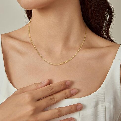 THUNARAZ Dainty Silver Chain Necklace for Women Men Stainless Steel Box Chain Cable Chain 1.2mm 1.3mm Thin & Dainty & Sturdy Chain Necklace 16-24inch with Extension Chain Included in Saudi Arabia