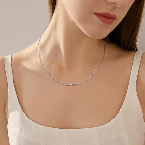 THUNARAZ Dainty Silver Chain Necklace for Women Men Stainless Steel Box Chain Cable Chain 1.2mm 1.3mm Thin & Dainty & Sturdy Chain Necklace 16-24inch with Extension Chain Included in Saudi Arabia