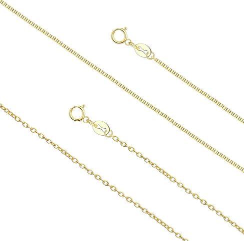THUNARAZ Dainty Silver Chain Necklace for Women Men Stainless Steel Box Chain Cable Chain 1.2mm 1.3mm Thin & Dainty & Sturdy Chain Necklace 16-24inch with Extension Chain Included in Saudi Arabia