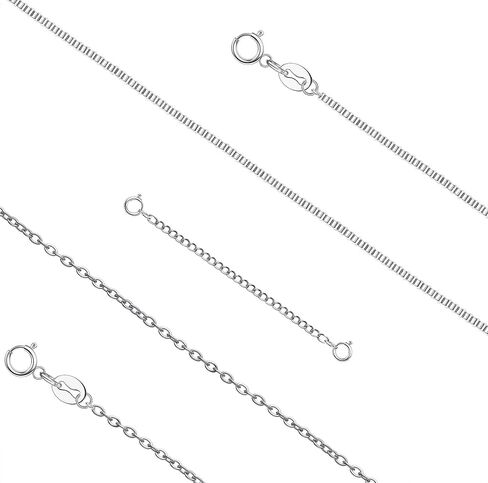 THUNARAZ Dainty Silver Chain Necklace for Women Men Stainless Steel Box Chain Cable Chain 1.2mm 1.3mm Thin & Dainty & Sturdy Chain Necklace 16-24inch with Extension Chain Included in Saudi Arabia