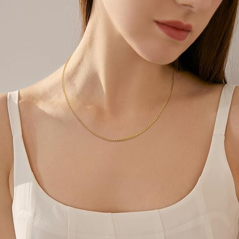 THUNARAZ Dainty Silver Chain Necklace for Women Men Stainless Steel Box Chain Cable Chain 1.2mm 1.3mm Thin & Dainty & Sturdy Chain Necklace 16-24inch with Extension Chain Included in Saudi Arabia