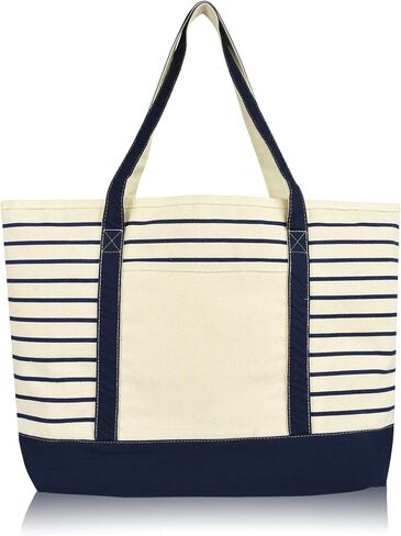 DALIX Stripe Tote حقيبة كتف فاخرة من القماش القطني in Saudi Arabia