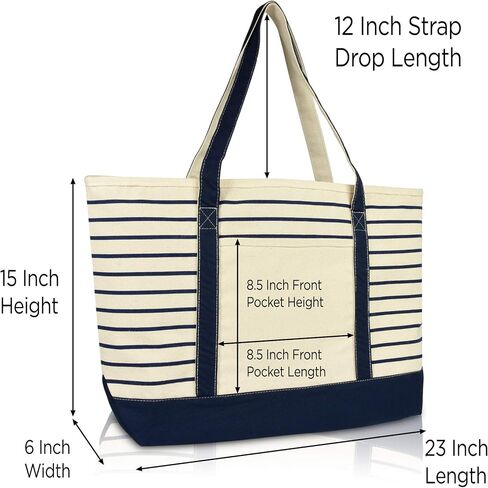 DALIX Stripe Tote حقيبة كتف فاخرة من القماش القطني in Saudi Arabia