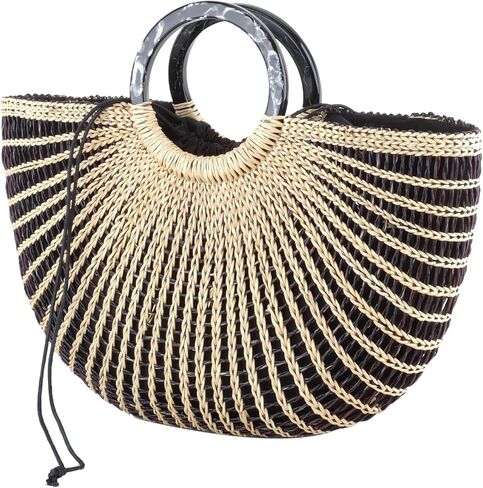 KIKISUM Womens Straw Beach Tote Bag Hobo Summer Handwoven Top-handle Bags in Kuwait