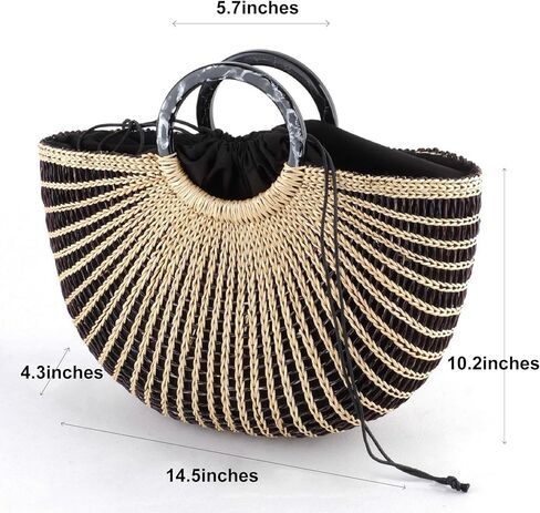 KIKISUM Womens Straw Beach Tote Bag Hobo Summer Handwoven Top-handle Bags in Kuwait