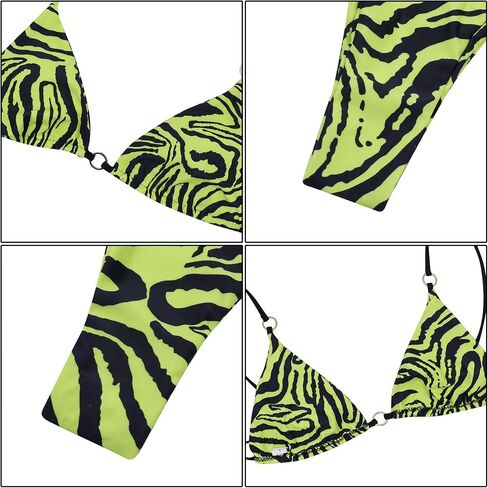 Women's 2 Piece Zebra Print Thong Bikini Sexy Bandage Cross Wrap Swimsuit String Bathing Suit in Saudi Arabia