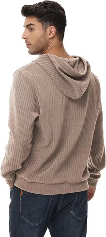 Tyhengta Men's Henley Knitted Hoodies Casual Pullover Hooded Sweatshirts in Kuwait