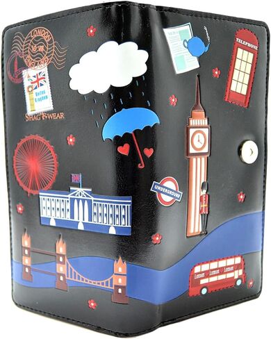 Shag Wear Streets of London England Souvenir Wallet for Women or Teen Girls Large 7" Black in Saudi Arabia