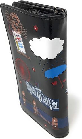 Shag Wear Streets of London England Souvenir Wallet for Women or Teen Girls Large 7" Black in Saudi Arabia