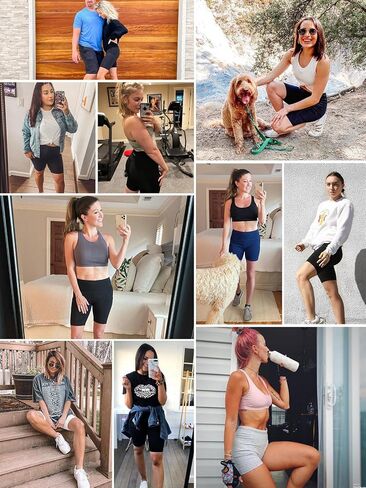 BALEAF Biker Shorts Women Yoga Gym Workout Spandex Running Volleyball Tummy Control Compression Shorts with Pockets Lycra 5" Blue S in Saudi Arabia