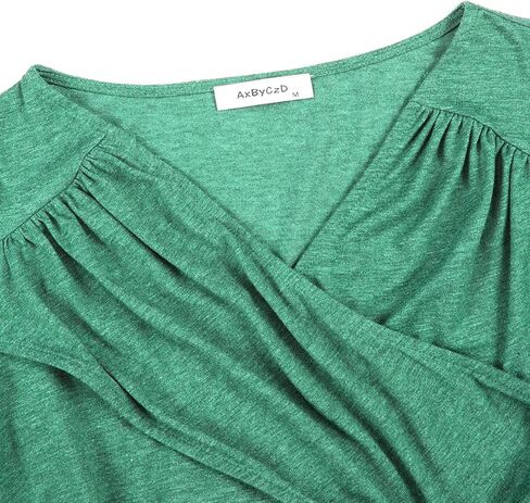 المرأة طويلة الأكمام Ruched عبر الجبهة الرقبة V الستر قمم عارضة in Kuwait