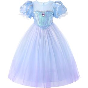 Uhnice Flower Girl Dress Puff Sleeve Sequin Ball Gown Wedding Dress