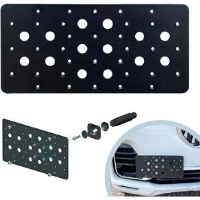 Front Bumper Tow Hook License Plate Mount Bracket for BMW X7 2019-2022, Plate Holder Set w Unique Screw Bolts & Black Screw Caps, License Tag Mounting Kit, Premium Car Accessories