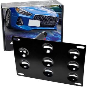 iJDMTOY No Drill Front Bumper Tow Hook License Plate Mounting Bracket Adapter Kit Compatible with 2017-2019 Hyundai Elantra, 2014-2018 Kia Forte Sedan