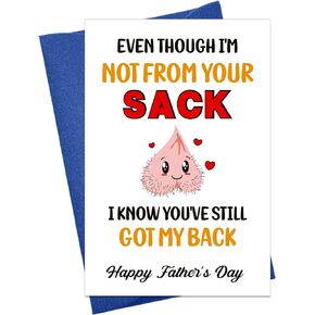 Funny Fathers Day Card for Bonus Dad Stepdad from Step Son Daughter Happy Fathers Day Stepfather Gift Card from Stepdaughter Stepson Unbiological Father Gifts Bonus Dad Stepdad Birthday Cards