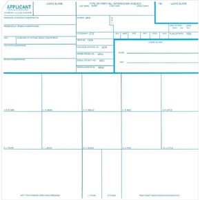 Crime Scene Fingerprint Cards, Applicant FD-258 (250 Pack)