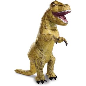 Disguise Jurassic World T-Rex, Inflatable Dinosaur Costume for Adults, Fan Operated Expandable Blow Up Jumpsuit, Multicolored, One Size (up to 42-46)