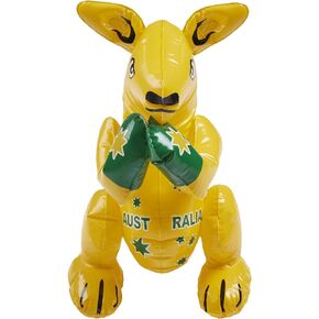 Smiffys Inflatable Kangaroo, Yellow with Australia Print, 40cm/16in, Around The World Fancy Dress, Animal Dress Up Accessories