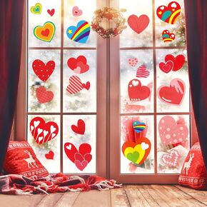 Kalolary 194PCS Valentine's Day Window Stickers Removable Heart Window Clings DIY Heart Stickers Self-Adhesive Heart Decal for Home, Office - Valentines Party, Wedding, Anniversary Decorations