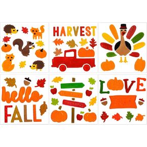 6 قطع من ملصقات نافذة جل الخريف من جويسي، ملصقات نافذة لحصاد أوراق القيقب التركية لعيد الشكر لتزيين نوافذ الخريف in Kuwait