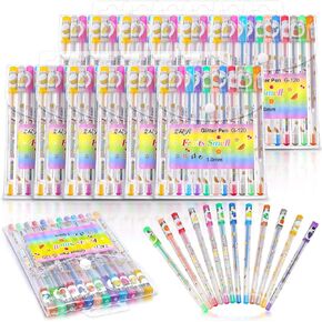 Teling 144 Pcs Scented Glitter Gel Pens Multicolor Fun Cute Fruit Scented Pens for Kids Arts Crafts School Stationery Supplies Gift