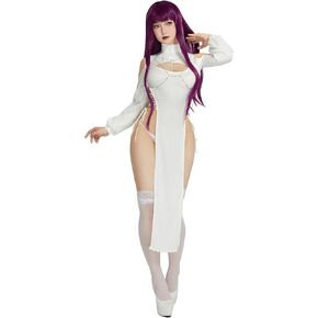 المرأة أنيمي تأثيري اللباس انقطاع عالية الشق اللباس وثونغ مع جوارب سلسلة الصدر in Kuwait