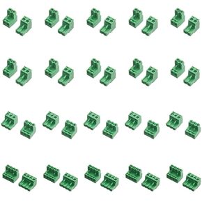 40pcs 3Types (20pcs 2Pin+10pcs 3Pin+10pcs 4Pin) 2EDG 5.08MM pluggable Green Terminal Block Socket,Separate Screw Hole.(2Pin 3Pin 4Pin)