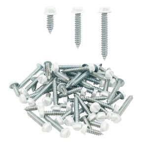 60Pcs White Hex Washer Head Self-Drilling Screws, 3 Sizes Stainless Steel White Sheet Metal Screws White Gutter Screws White Slotted Wood Screws (1/2 Inch, 1 Inch, 1-1/4 Inch)