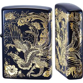Zippo Lighter, Two Sided Phoenix Black Gold Jug, Double Sided Continuous Processing