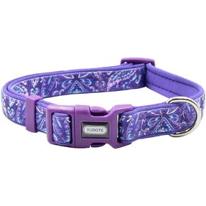Floral Dog Collars Adjustable Nylon Collar with Quick Release Buckle for Female & Male Dogs, Green,Large