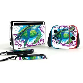 MightySkins Skin Compatible with Nintendo Switch OLED - Sea Turtle Splash | Protective, Durable, and Unique Vinyl Decal wrap Cover | Easy to Apply and Change Styles | Made in The USA