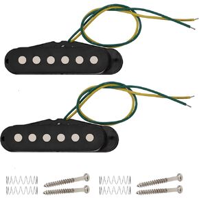 2Pcs Yootones Electric Guitar Single Coil Sound Pickup Audio Transducer Compatible with ST Guitar Replacement Part (Black)