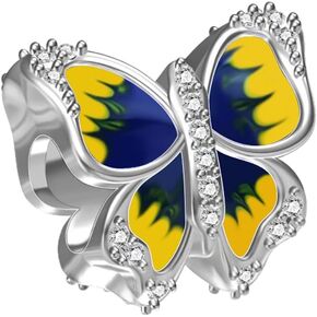925 Sterling Silver Charms for Bracelets and Necklaces Colored Butterfly Lukcy Dangle Pendants Rhinestone Pandora Beads Charms Jewelry Gift for Women Girls