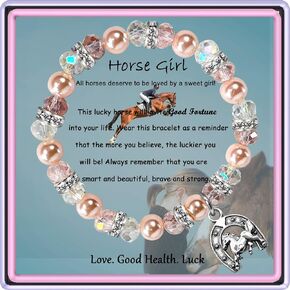 Horse Gifts for Girls, Natural Stone Beads Horse Bracelet, Horse Girl Gifts, Horse Jewelry Birthday Christmas Gifts for Teen Girls Horse Lover Daughter Granddaughter Niece