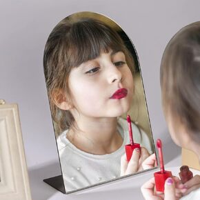 Table Mirror for Desk Vanity Mirror, Makeup Organizer Desk Mirror Shatterproof Makeup Mirror Travel Mirror, Portable Countertop Mirror Bathroom Shaving Vanity Mirror for Counter, Dorm, Bedroom