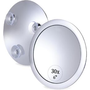 MIRRORVANA Mega-Powerful 30X Magnifying Makeup Mirror - Stick On, Ultra Portable Travel Cosmetic Mirror for Precise Makeup and Grooming, 6-inch (Chrome)
